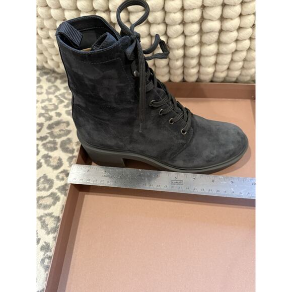 Women’s Gianvito Rossi Foster Biker Boots Lace Up Grey/Blue Carbon Suede Size 38 - Picture 10 of 16